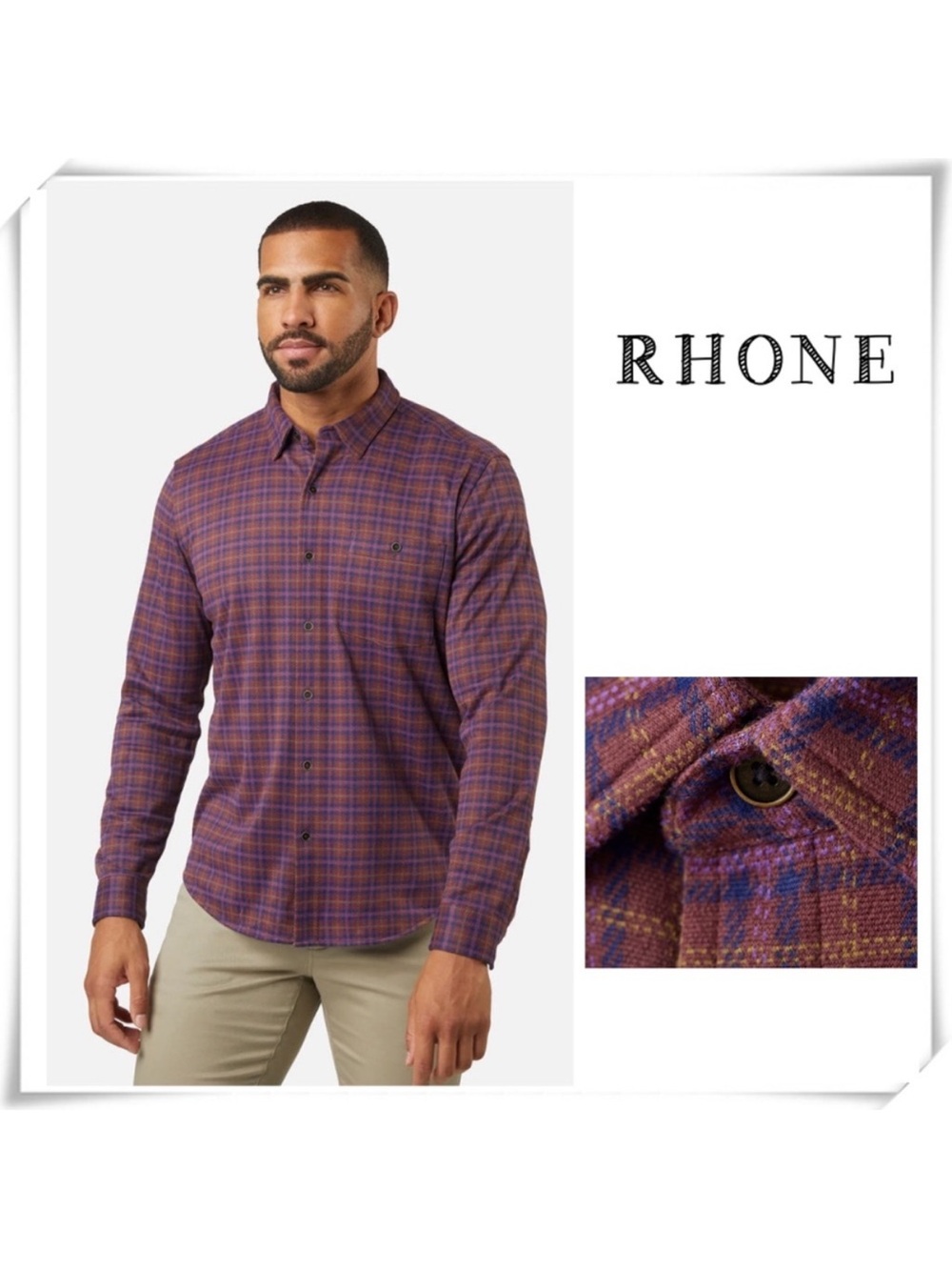 Rhone Hardy Flannel Shirt in Vineyard Wine Plaid